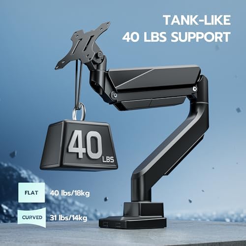 Heavy Duty Single Monitor Mount for 13"-49" Curved Screens, Black