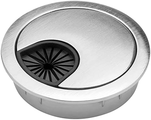 Desk Grommet, 2 Inch Metal Desk Cable Grommet, Brushed Silver, 2 Pack