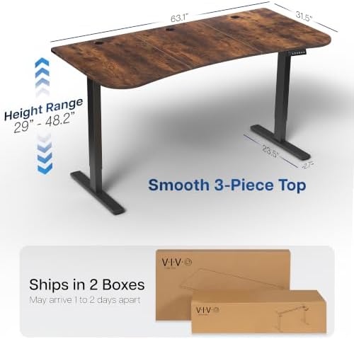 VIVO Rustic Vintage Brown 63 x 32 in Standing Desk, DESK-KIT-1B1N