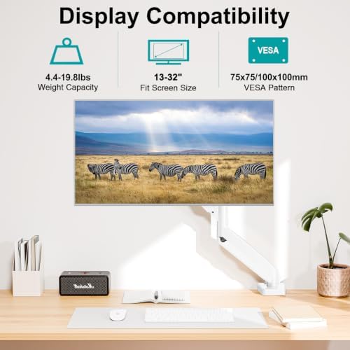 Single Monitor Mount, Fully Adjustable Monitor Arm Fits Max 32" Screen