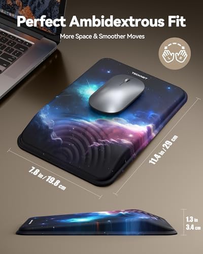 TECKNET Ergonomic Mouse Pad with Wrist Rest, All-Day Comfort & Pain Relief