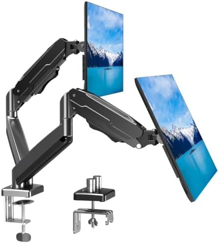 MOUNT PRO Dual Monitor Mount Fits 13 to 32 Inch Screen, Height Adjustable Monitor Stand for 2 Monitors, Full Motion Display Arm Holds up to 19.8lbs Each, Computer Desk VESA Mount, Black