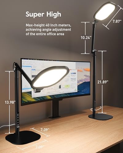 LitONES Tall LED Desk Lamps Home Office, Edge-Lit Eye-Care, 50 Light Modes