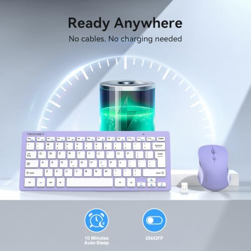 TECKNET Wireless Keyboard and Mouse Combo, Mini Cordless Computer Keyboard and Mouse Set 2.4GHz, Silent Adjustable 1600 DPI, Quiet Click, Lag-Free for Computer, Laptop, PC, Windows, Mac, Chrome OS