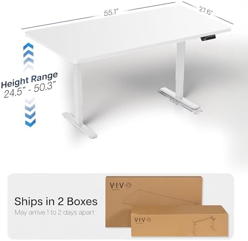 VIVO White 55 x 28 in Standing Desk, DESK-KIT-2W55W