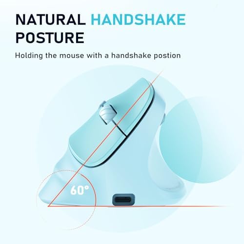 MEETION Ergonomic Wireless Vertical Mouse, Rechargeable, Blue