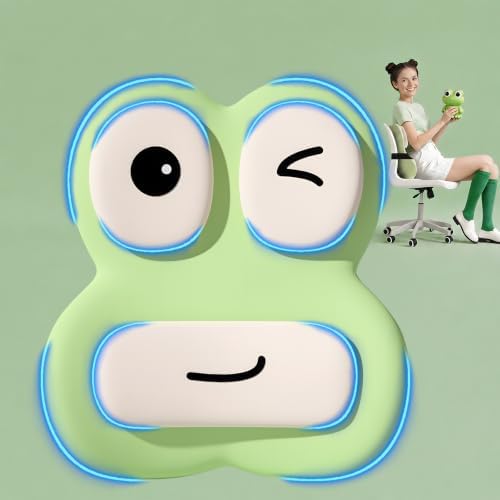 Cute Frog Lumbar Support Pillow for Office Chair, Memory Foam Back Cushion