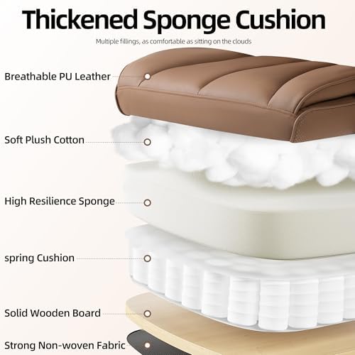 Office Chair,Executive Ergonomic Office Chair with Pocket Spring Cushion, High Back Computer Gaming Chair with Adjustable Armrests, Lumbar Support, Footrest, Executive Chair - Brown PU Leather