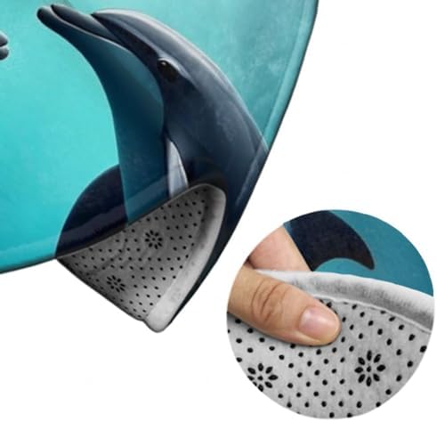 Soft Round Yoga Carpet, Office Chair Decor Round Mat for Carpet and Hardwood Floors Dolphins