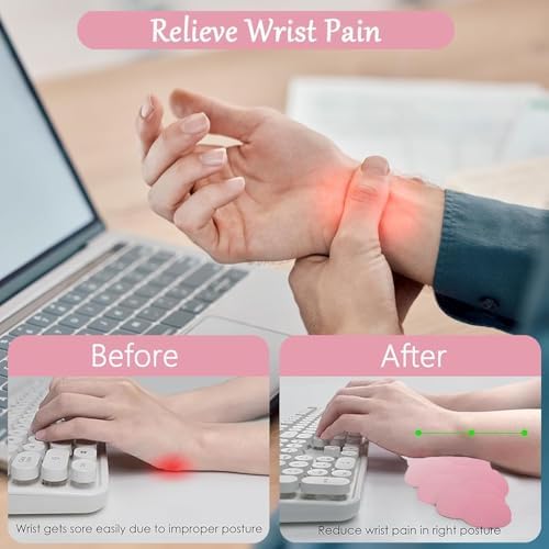 Cloud Mouse Pad Keyboard Wrist Rest for Mouse 4PCS Mini Small Desk Mat Pad Set Memory Foam Non-Slip Cute Ergonomic Gaming Mouse Wrist Support for Computer Home Office Gradient Pink