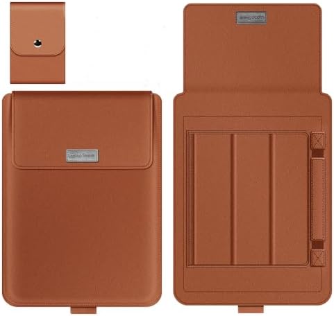 Laptop Sleeve 16-17" Case with Stand Compatible with Microsoft Surface Laptop 5/4/3/2 13.5", MacBook Air/Pro 13.3", PU Leather Sleeve for 15-16" Computers - Brown