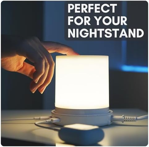 Macally Small Bedside Lamp with USB Ports (USB C + A) - Fast Charging Bedside Light and 3 Way Dimmable Touch Lamp for Nightstands - Great as a Night Light and Charger for Bedrooms