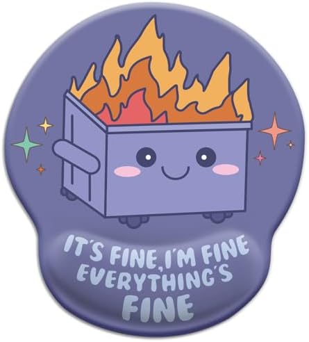 Blusabaca Dumpster on Fire Mouse Pad Wrist Rest, Purple Desk Decor Gifts