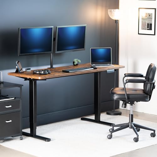 VIVO Rustic Vintage Brown 60 x 24 in Standing Desk, DESK-KIT-2B6N