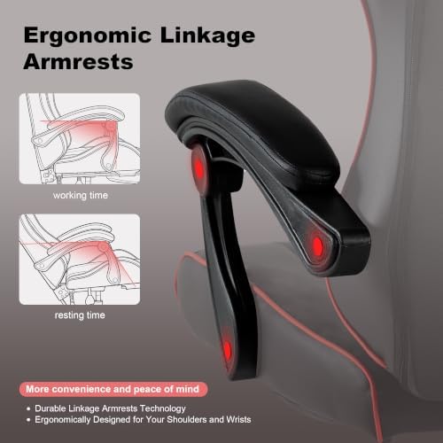 Gaming Chair for Adults, Computer Chair with Footrest and Pocket Spring Cushion,Comfortable Ergonomic Video Game Chair with Lumbar Support and Headrest for Office Home (Red)
