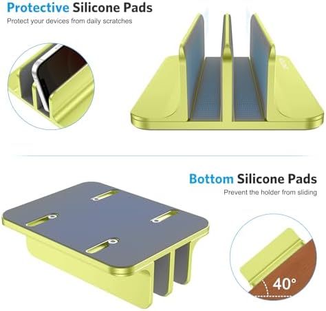 OMOTON Dual Vertical Desk Laptop Stand Holder, Fits MacBook Air/Pro, Citron