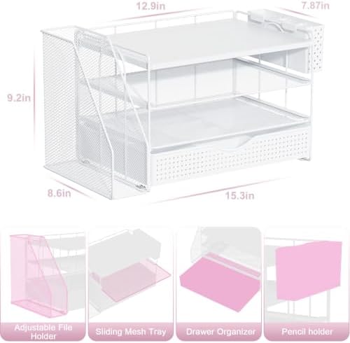 Wood Desk Organizers and Accessories with File Holder & Catalog Racks