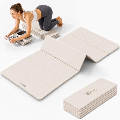 KEEP Foldable Yoga Mat, 7mm Thick TPE Non-Slip Fitness Mat for Home Gym