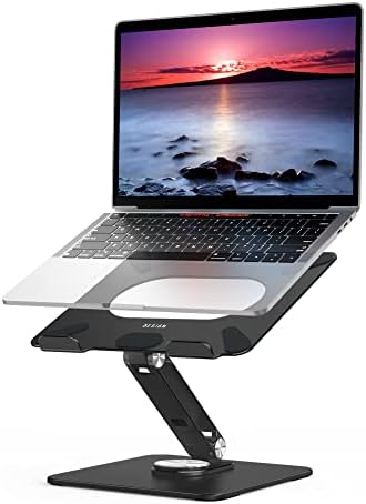 BESIGN LSX7 Laptop Stand with 360 Rotating Base, Ergonomic Adjustable Notebook Riser, Foldable Computer Holder Compatible with 10-15.6" Laptops (Black)