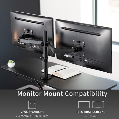 VIVO Black 42 in Standing Desk Converter with Monitor Stand, DESK-V042KB-M2
