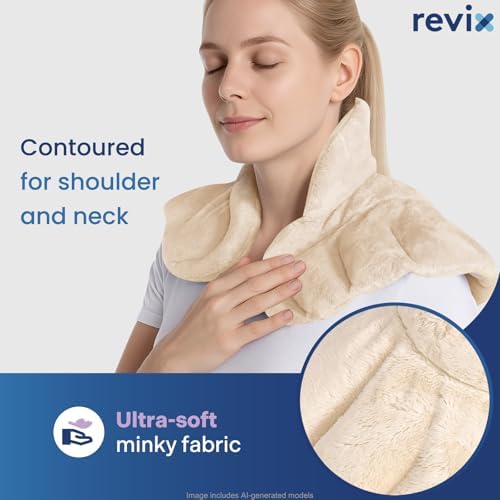 REVIX Microwavable Heating Pad for Neck Shoulder & Back, Moist Heat, Beige