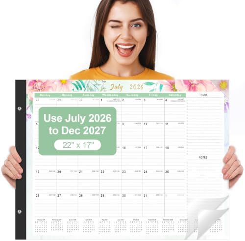 Large Desk Calendar 2026-2027,Jul 2026-Dec 2027,Gannyfer 18-Month Calendar
