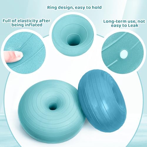 Lewtemi 1/2/3 Pcs Flexible Seating for Classroom Elementary 20 Inch Yoga Ball Chair for Kids Wobble Chair for Sensory Kids Large Donut Ball Seats with Inflator for School Office