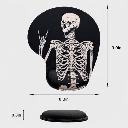 Mouse Pad with Wrist Support, Ergonomic Mouse Pads with Memory Foam Wrist Rest, Easy Typing Pain Relief, Comfortable Home Office Computer Wrist Support Pads for Working Studying Gaming, Human Skeleton