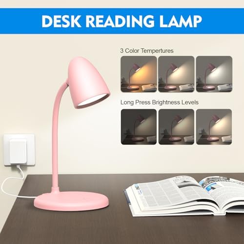 LED Desk Lamp for Home Office,Dimmable Table Lamp 3 Light Colors