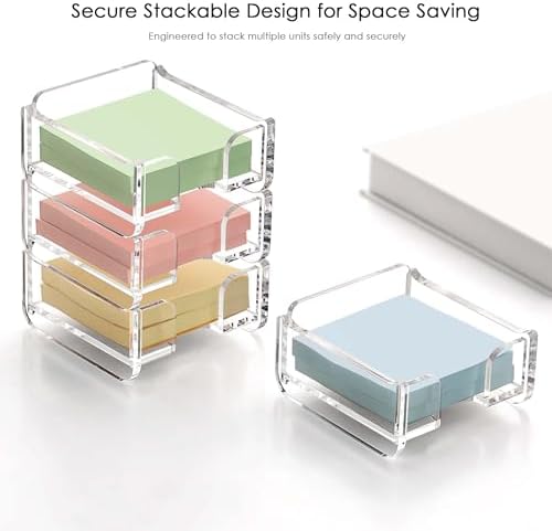 YUXUN Stackable Clear Acrylic Sticky Note Holder