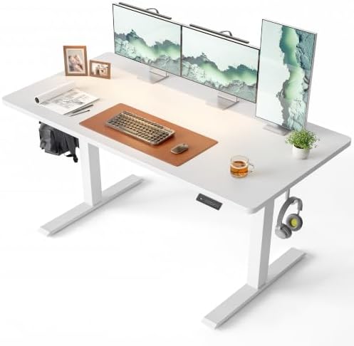 CubiCubi 55 x 28 Large One-Piece Electric Adjustable Standing Desk, White