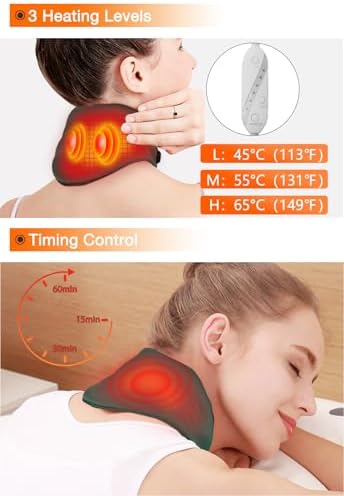 Neck Heating Pad, ARRIS Small Portable Heated Neck Wrap with Adjustable Time and Temperature Control, USB Powered Neck Pain Relief, Stiffness Relief or Postoperative Recovery Green