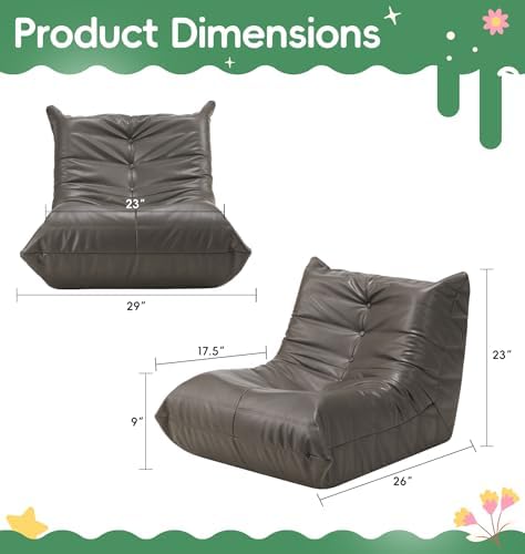 Hobestluk Bean Bag Chair for Teens Large Beanbag Couch with Leather Fabric