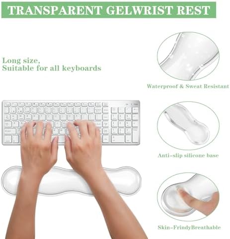 Gel Wrist Rest for Keyboard and Mouse Pad Set - Clear White