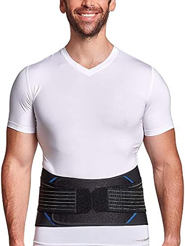 Tommie Copper Pro-Grade Adjustable Support Back Brace, Unisex, Men & Women, Breathable Ultra Flex Stability Straps for Lumbar, Posture & Muscle Support - Black - Small/Medium