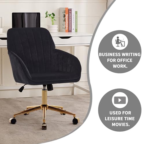 Ergonomic Home Office Desk Chair, Memory Foam Swivel Task Chair, Gold Base