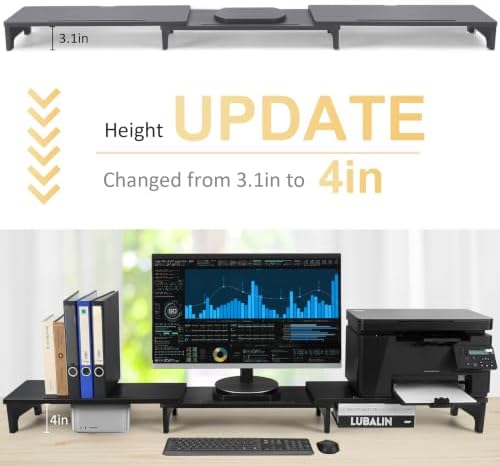 Nnewvante Bamboo Monitor Stand Riser, 60 inch Upgrade Height Large TV Riser