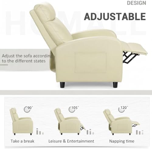 Homall Recliner Chair, Recliner Sofa PU Leather for Adults, Beige Recliners