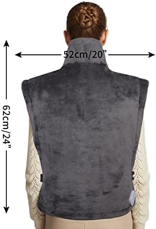 26" x 35" Flannel Neck&Shoulder&Back Heating Pad with 12 Temperature Settings&Countdown Timer, Pain Relief for Back/Neck/Shoulders/Menstrual Pain(Dark Grey)