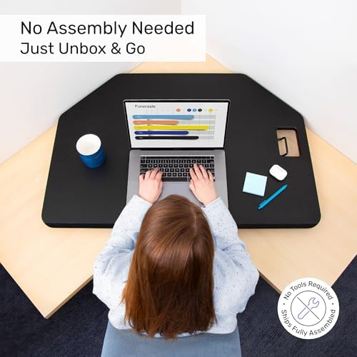 X-Elite Pro 40" Corner Standing Desk Converter with Pneumatic Lift | Adjustable Sit to Stand Riser, L-Shaped Desks & Cubicles | Fully Assembled Computer Workstation (Matte Black)