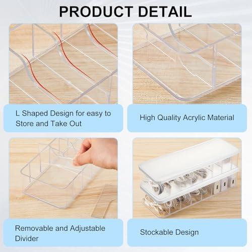 Tatuo Cord Organizer Box with Lid, Clear, White, 1 Pack