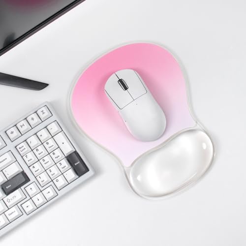 Pink Mouse Pad with Gel Wrist Rest Support, Ergonomic Desk Accessories