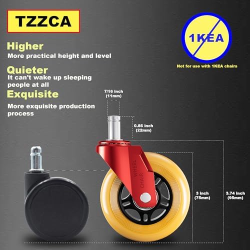 Office Chair Wheels Replacement Rubber Chair Casters Heavy Duty
