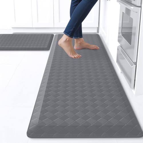 TranquilRelax 4/5 Inch Cushioned Anti Fatigue Kitchen Mats for Floor, Grey