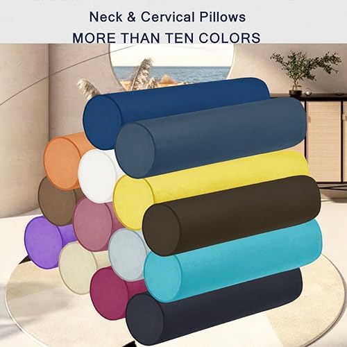 Memory Foam 26x6 Neck Pillows for Sleeping, Neck Pain Relief, Side Back Stomach Sleeper, Car or Office Chair Sofa,Support Cervical Pillow with Soft Velvet Pillowcase - Dark Gray