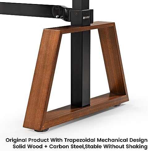 EUREKA ERGONOMIC 63" L-Shaped Standing Desk, Solid Walnut Top, Dual Drawers, Height Adjustable Executive Desk with Monitor Stand, Right, Walnut