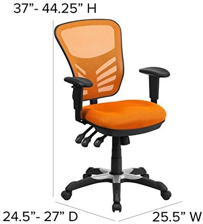 Flash Furniture Nicholas Mid-Back Swivel Office and Gaming Chair, Ergonomic Mesh Office Chair with Adjustable Lumbar Support and Height, Orange