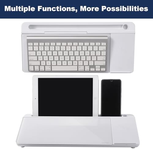 Small Glass Desktop Whiteboard Dry-Erase-Board - Computer Keyboard Stand with Wireless Charger White Board Surface Pad with Drawer, Desk Organizers with Accessories for Office, Home, School Supplies