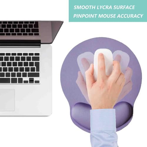Mouse Pad with Wrist Support, Ergonomic Mouse Pad with Memory Foam Wrist Rest Cushion, Non-Slip Rubber Base Gaming Mice Pad for Home Office Computer Laptop, Purple