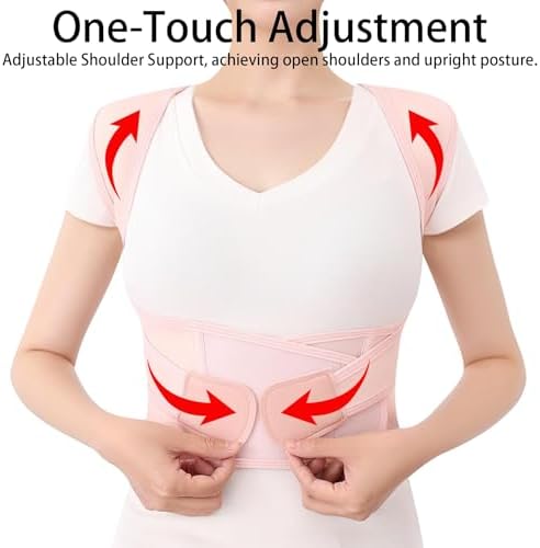 Posture Corrector for Women and Men Back Brace Shoulder Straightener Hunchback Adjustable Support Upper Comfy Correction Upgraded Lightweight Hump Pain Relief Scoliosis Lumbar Spine Pink XXX-Large